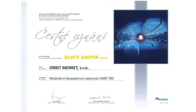 
<span>Čestné uznání v soutěži Zlatý Ampér 2016</span>
